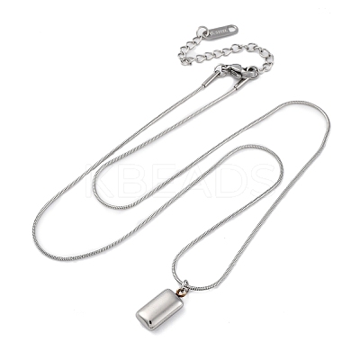 304 Stainless Steel Rectangle Pendant Snake Chain Necklaces for Women Men EJEW-Z044-02P-1