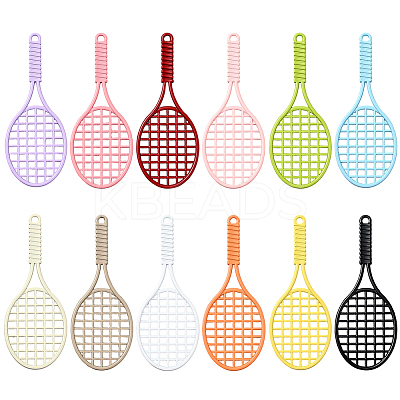 12Pcs 12 Colors Baking Paint Alloy Big Pendants FIND-SC0023-32-1