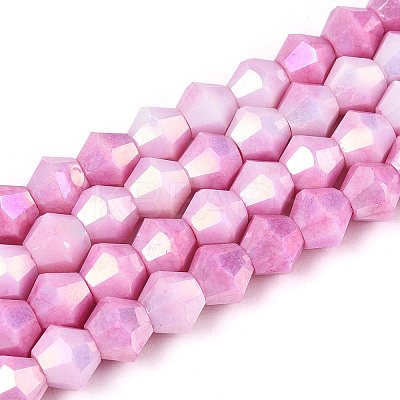 Anti-Tarnish Electroplate Bicone Glass Beads Strands EGLA-T021-6mm-16-03-1