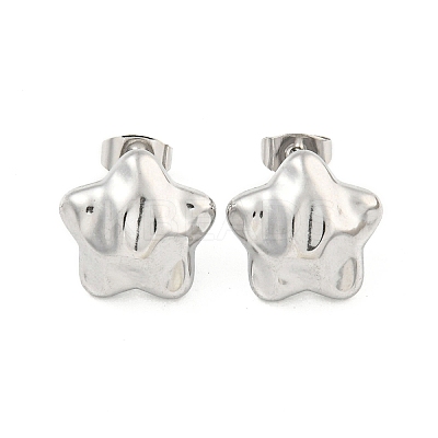Non-Tarnish Star 304 Stainless Steel Ear Studs EJEW-L290-024P-1