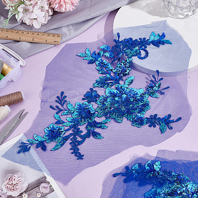 Flower Polyester Embroidery Sew on Appliques PATC-WH0020-33E-1