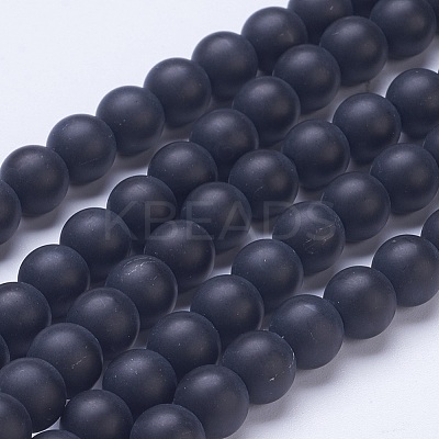 Frosted Glass Beads Strands G-D855-03-8mm-1