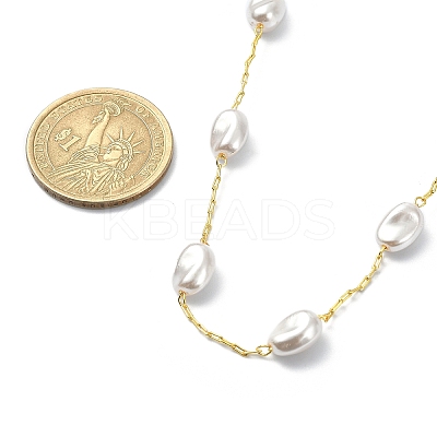 CCB Plastic Pearl Beaded Chain Necklace NJEW-JN04337-1