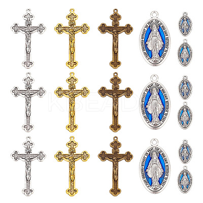36Pcs 6 Style Zine Alloy Pendants and Enamel Pendants PALLOY-AR0001-29-1
