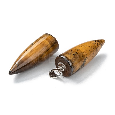Natural Tiger Eye Pointed Pendants G-D040-01P-B05-1