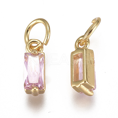 Brass Micro Pave Cubic Zirconia Charms ZIRC-F111-03G-03-1