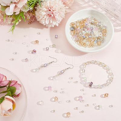 114Pcs Transparent Electroplate Glass Beads GLAA-PA0001-17A-1