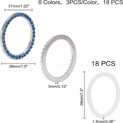 18Pcs 6 Colors Self Adhesive Zinc Alloy with Rhinestone Car Stickers DIY-FH0002-73-1