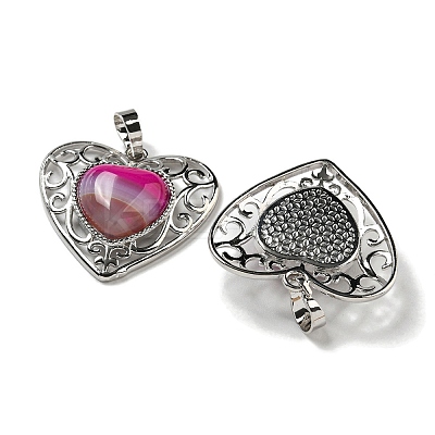 Natural Banded Agate Dyed Peach Love Heart Pendants G-G158-01X-1