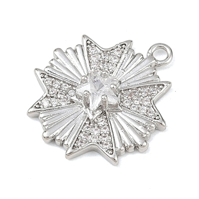 Brass Micro Pave Clear Cubic Zirconia Pendants KK-G545-03P-1