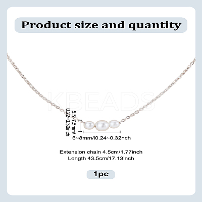 1Pc Zinc Alloy & ABS Plastic Imitation Pearl Potato Pendant Necklaces NJEW-LP0009-40P-1