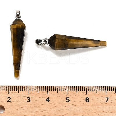 Natural Tiger Eye Pointed Pendants G-D089-01P-03-1