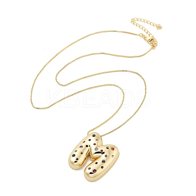 Brass Micro Pave Cubic Zirconia Letter Pendant Necklaces LS-KK-Z069-01G-M-1
