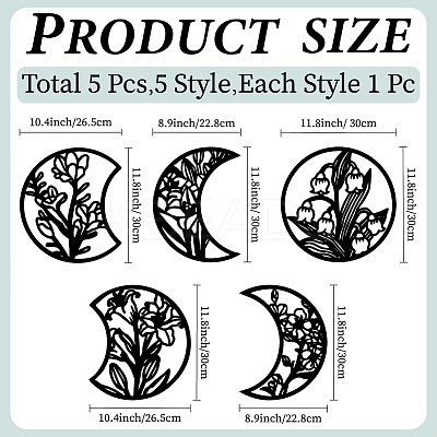 Wood Moon Phase Pendant Decoration HJEW-WH20013-002-1