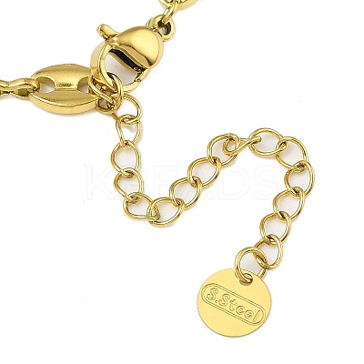 304 Stainless Steel Pave Clear Cubic Zirconia Heart Tassel Cable Chain Necklaces for Women NJEW-Z051-01G-1