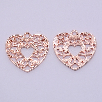 Hollow Alloy Kitten Open Back Bezel Pendants PALLOY-WH0080-11RG-RS-1