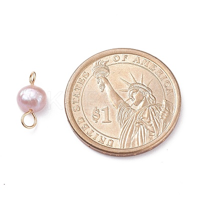 Natural Cultured Freshwater Pearl Connector Charms PALLOY-JF01394-01-1