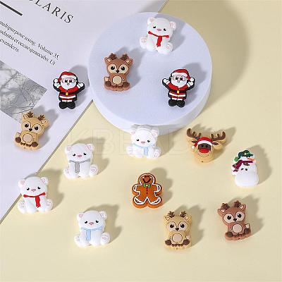18Pcs 9 Style Christmas Themed Food Grade Eco-Friendly Silicone Focal Beads SIL-SZ0001-16-1