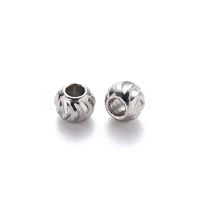 Tarnish Resistant 201 Stainless Steel Corrugated Beads STAS-S103-17A-P-1