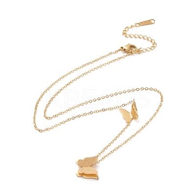 Ion Plating(IP) 304 Stainless Steel 3D Butterfly Pendant Necklace for Women NJEW-A004-27G-1