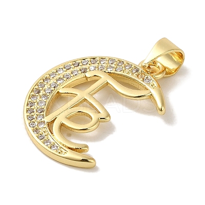 Rack Plating Brass Micro Pave Clear Cubic Zirconia Pendants KK-P267-11F-G-1