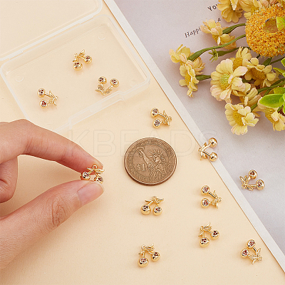 12Pcs Brass Micro Pave Chocolate Cubic Zirconia Charms KK-BC0012-64-1