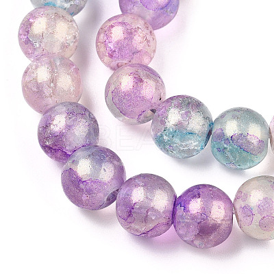 Baking Paint Crackle Glass Bead Strands DGLA-R053-05J-1