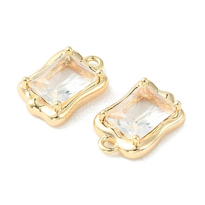 Brass Micro Pave Clear Cubic Zirconia Charms KK-L208-08G-1