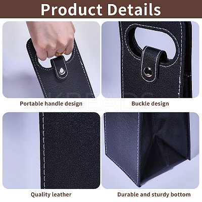 6Pcs 6 Styles Portable PU Leather Single Wine Bottle Tote Carrier Bags CON-CA0001-029-1