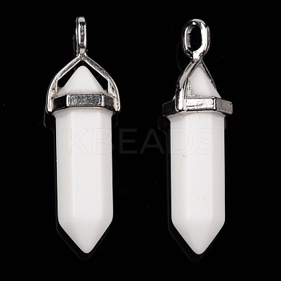 Bullet Imitation Jade Glass Pointed Pendants G-F295-01-1