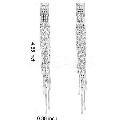 Boho Tassel Chandelier Earrings Cubic Zirconia Long Earrings Crystal Dangling Earrings Long Drop Chain Earrings Long Rhinestone Tassel Earrings for Women JE1070B-1