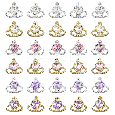 30Pcs 6 Colors Alloy Rhinestone Cabochons MRMJ-FH0001-35-1