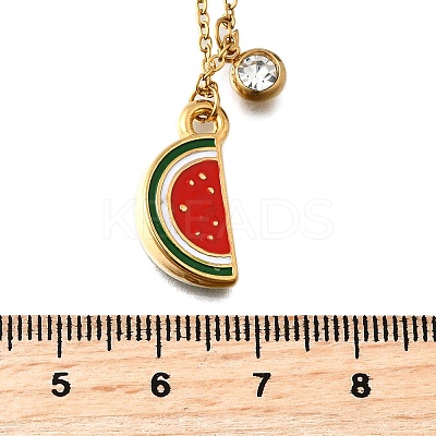 304 Stainless Steel Red Enamel Pendant Necklaces for Women NJEW-U043-02A-G-1