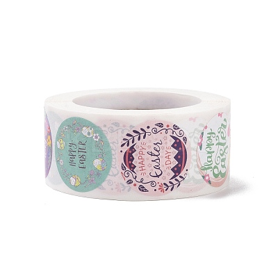 8 Patterns Easter Theme Self Adhesive Paper Sticker Rolls DIY-C060-03J-1