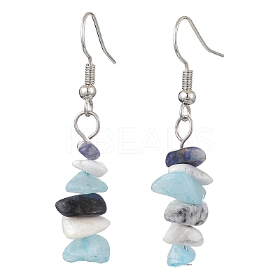 Natural Howlite & White Jade & Sodalite Dangle Earrings EJEW-JE06127-02-1