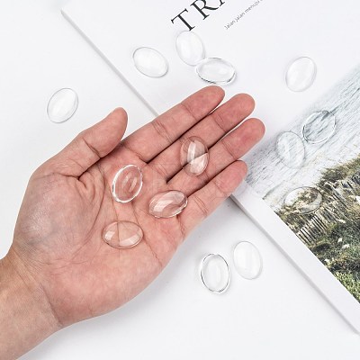 Transparent Glass Cabochons GGLA-R022-25x18-1