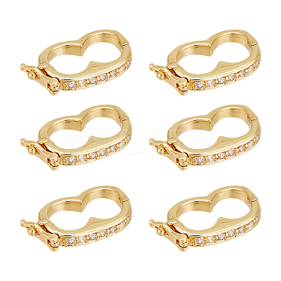 6Pcs Rack Plating Brass Micro Pave Cubic Zirconia Twister Clasps ZIRC-UN0001-08G-1