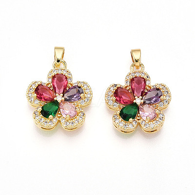 Brass Micro Pave Cubic Zirconia Pendants KK-N257-34G-1