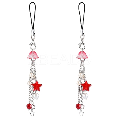 Glass & Acrylic Mobile Straps HJEW-SW00079-06-1