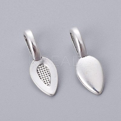 Tibetan Style Alloy Glun-on Flat Pad Bails for Pendants Making TIBEP-3348-AS-RS-1