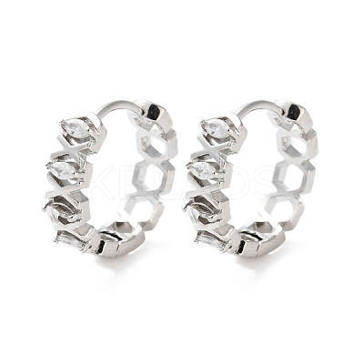 Rack Plating Brass Clear Cubic Zirconia Hoop Earrings EJEW-S241-08P-1