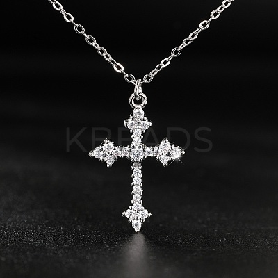 Cubic Zirconia Cross Pendant Necklace LS-ZV5438-2-1