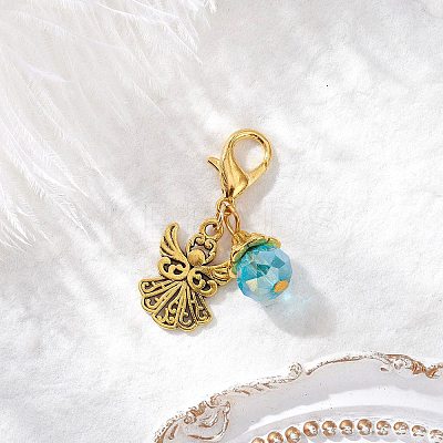 Tibetan Style Alloy Angel Pendant Decorations HJEW-JM03837-03-1