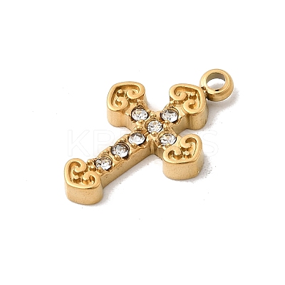 304 Stainless Steel with Rhinestone Pendants STAS-Z179-32G-1