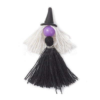 5Pcs 5 Colors Handmade Polycotton(Polyester Cotton) Tassel Pendants PALLOY-JF04236-1