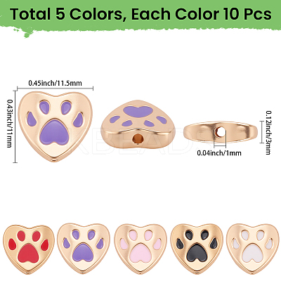 50Pcs 5 Colors Alloy Enamel Beads FIND-SC0022-64-1