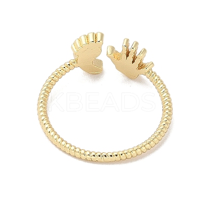 Footprint & Palm Brass Open Cuff Ring for Women LS-RJEW-A040-03G-1