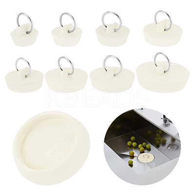 16Pcs 8 Style Rubber Drain Stoppers AJEW-GA0006-83-1