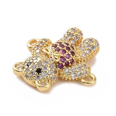 Brass Micro Pave Cubic Zirconia Connector Charms ZIRC-P107-01G-1