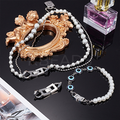 3Pcs 3 Styles 304 Stainless Steel Fold Over Clasps STAS-UN0053-38-1